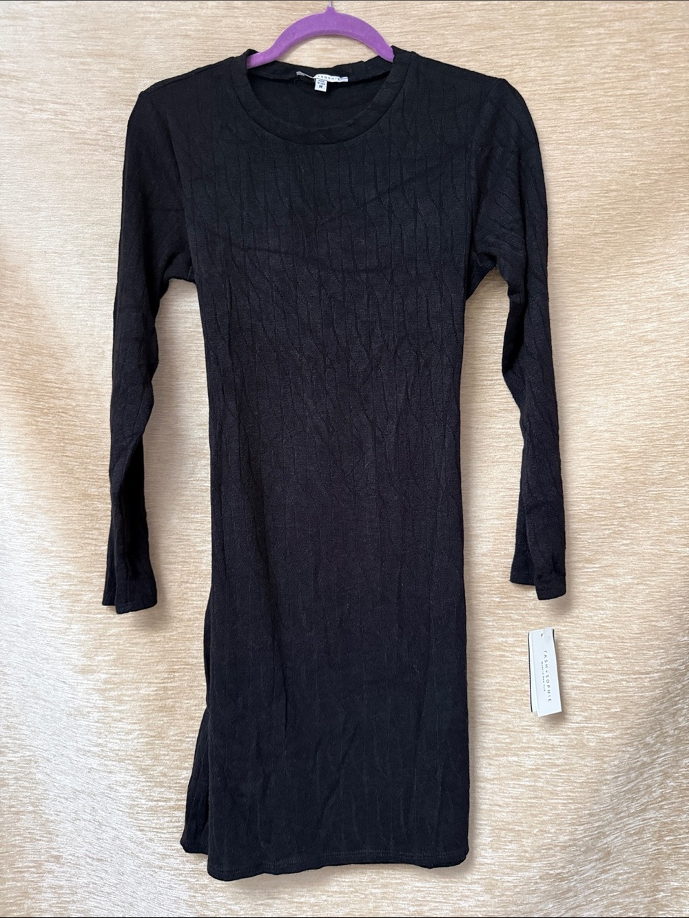 Zara Black Long Sleeve Ribbed Knit Bodycon Dress